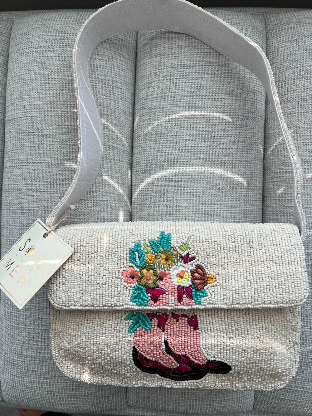 NEW RELEASE SOL & MER Cowboy Boots Beaded Shoulder Bag